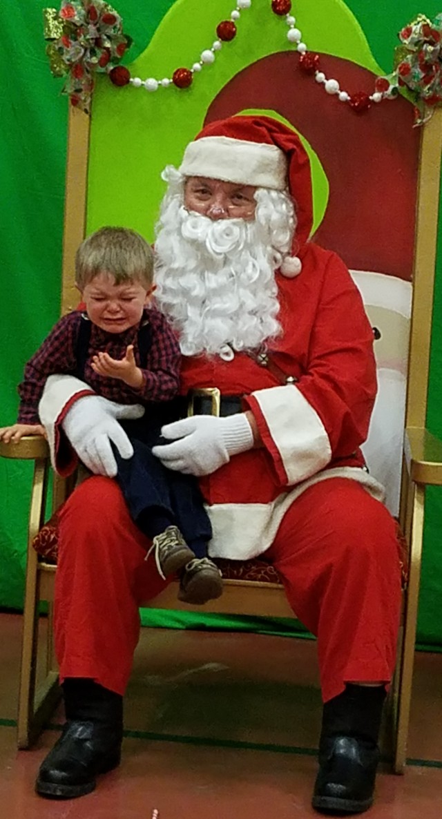 Child afrad of Santa